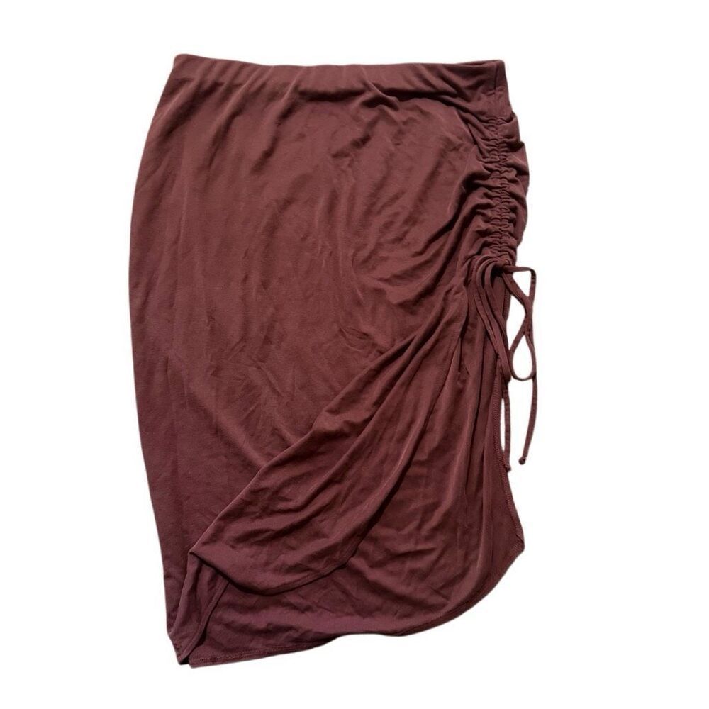 Open edit brown brown side ruched skirt size large